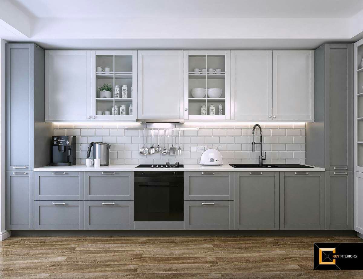 Gray Shaker 18”W Utility Pantry Cabinet with 2 Doors