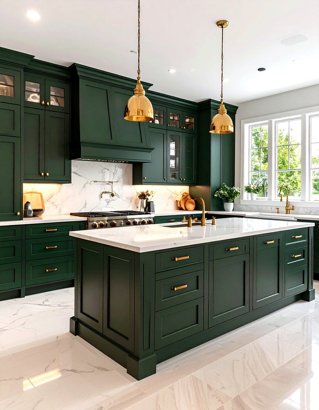 Green Shaker Base Cabinet with Double Doors & Double Drawers