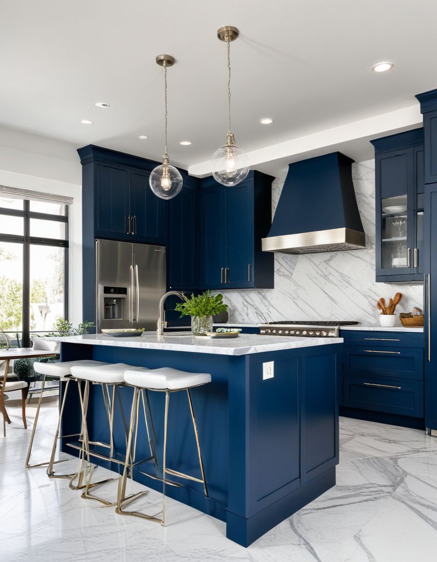 Shaker Navy Blue 9"W Tray Base Cabinet