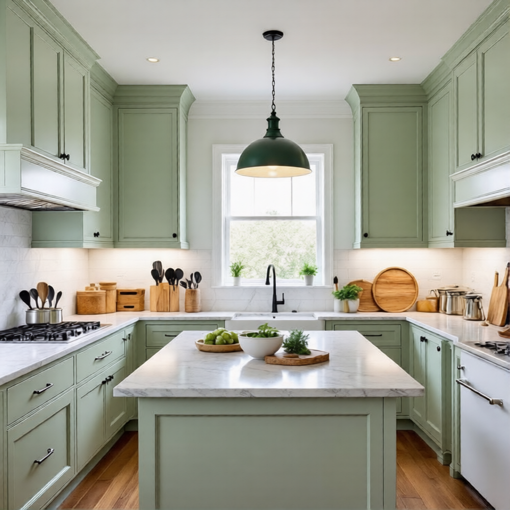 Green Shaker Base Cabinet Single Door Full Height