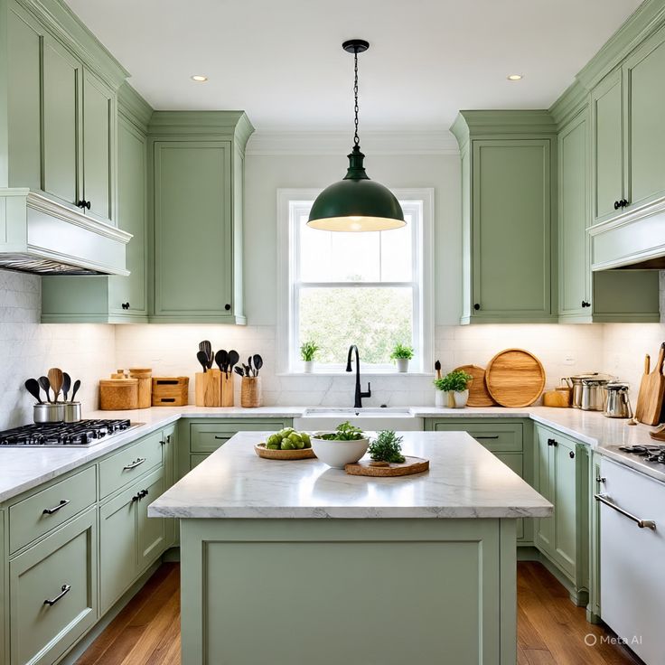 Green Shaker Easy Reach Base Cabinet