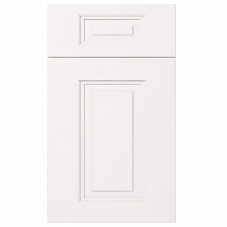 White cabinet door with decorative molding on a white background |USA Cabinets Outlet |
