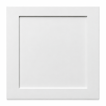 Compact square Classic White Shaker mini sample door showing paint finish and recessed frame profile by USA Cabinets Outlet.