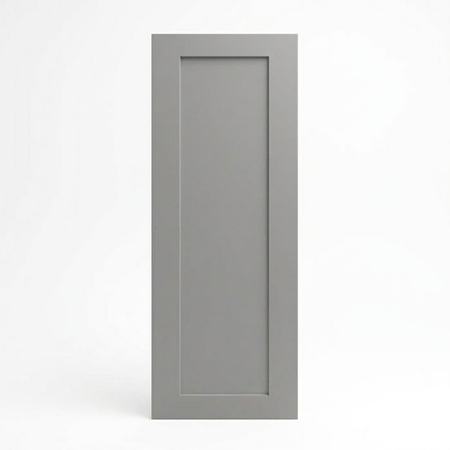 A single tall rectangular cabinet door with a recessed panel design, shown in a solid medium gray color against a clean white background at USA Cabinets Outlet.