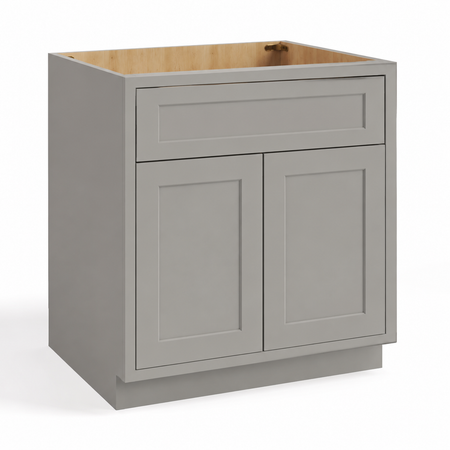 Gray Shaker 24"D Base Cabinet with Double Doors & Single Drawer | USA Cabinets Outlet