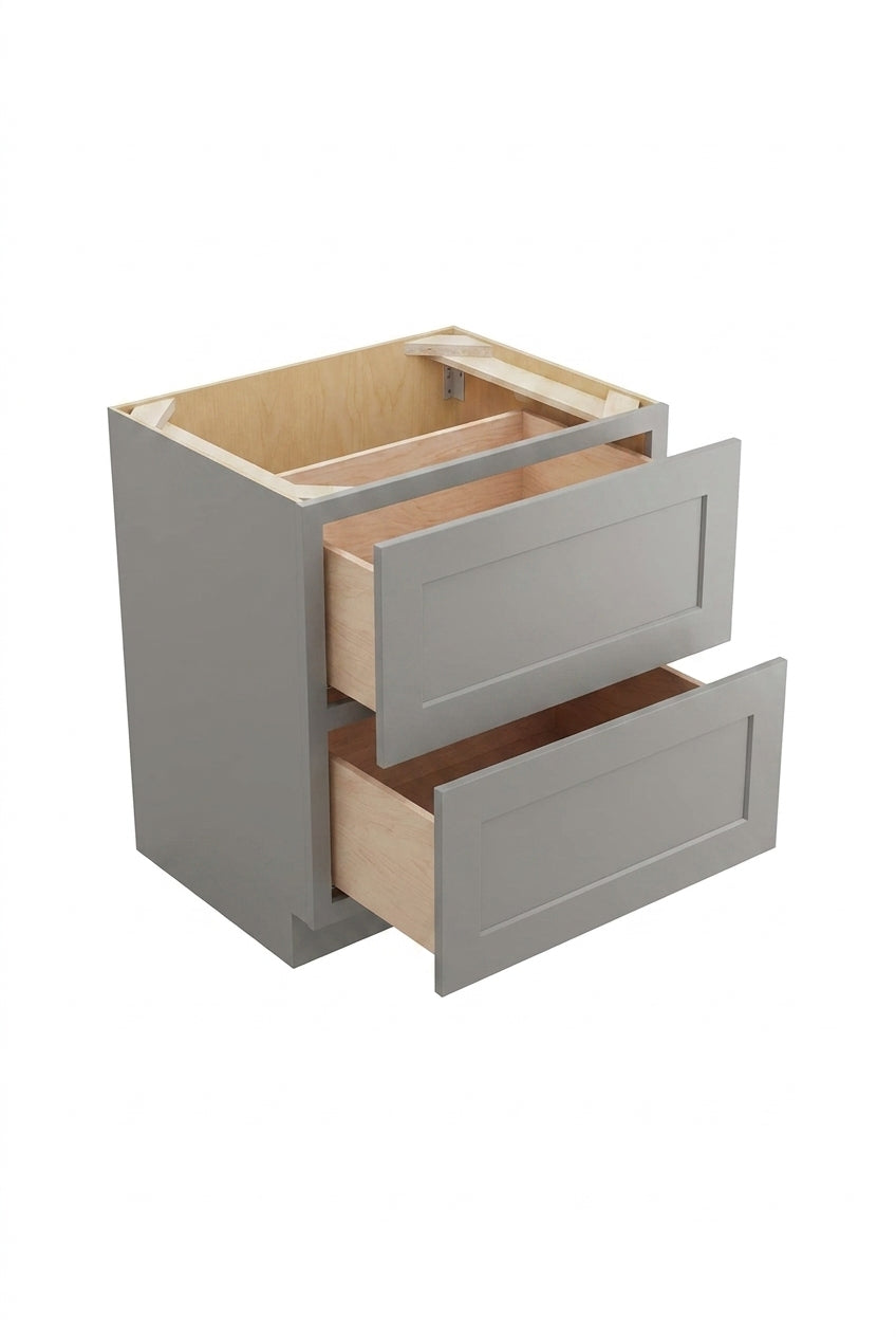 Gray Shaker 2 Drawer Base Cabinet