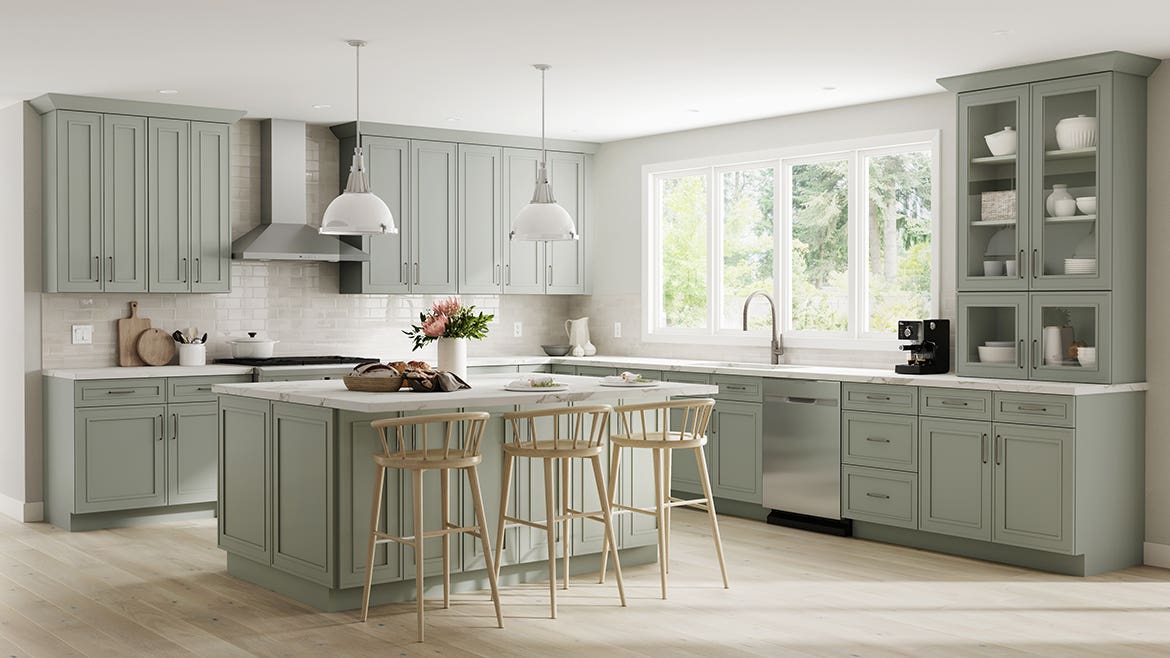 Jade Green Shaker Farmhouse Sink Base Cabinet – 2 Doors