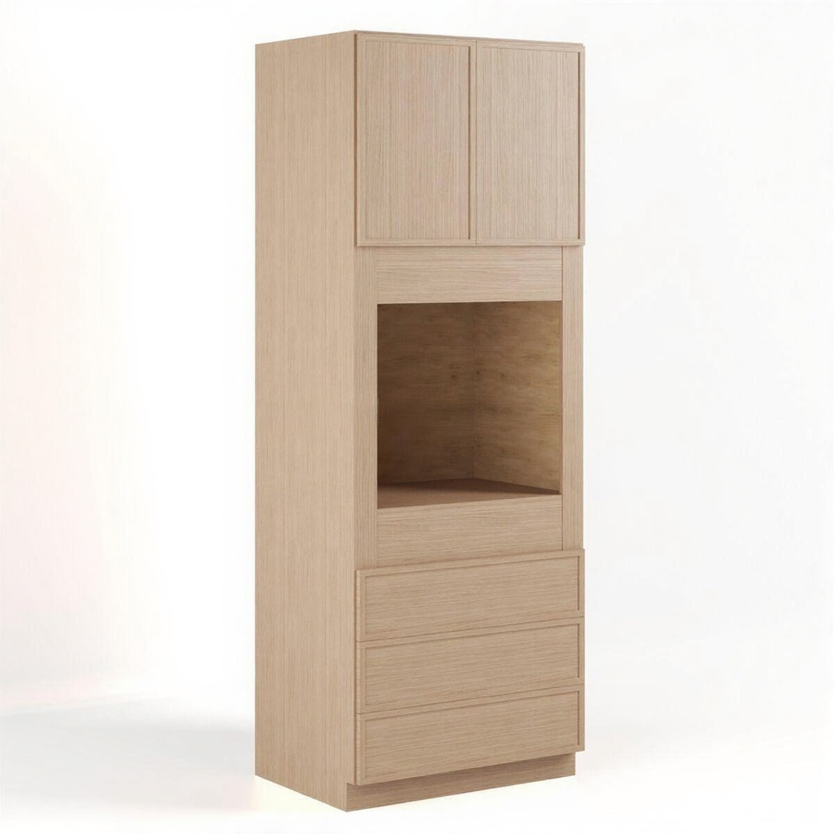 Slim Shaker Oak 33″ W Double Door Oven Pantry Cabinet with Three Drawers