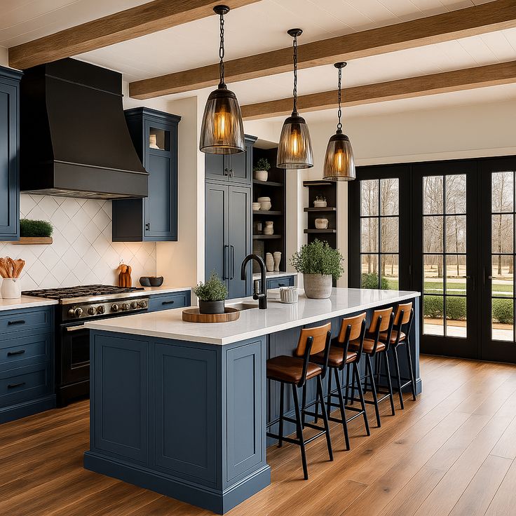 Navy Blue Shaker Kitchen Cabinets