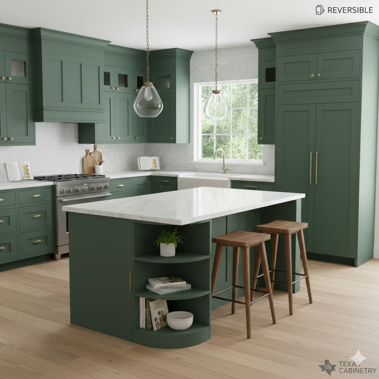 Green Shaker Kitchen Cabinets