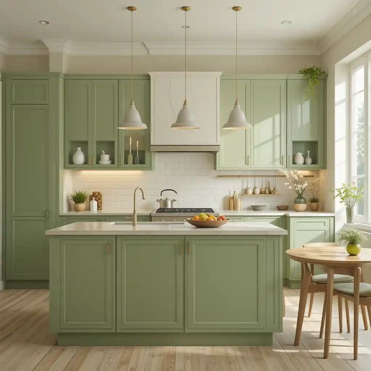 Green Shaker Base Cabinet Double Doors Full Height