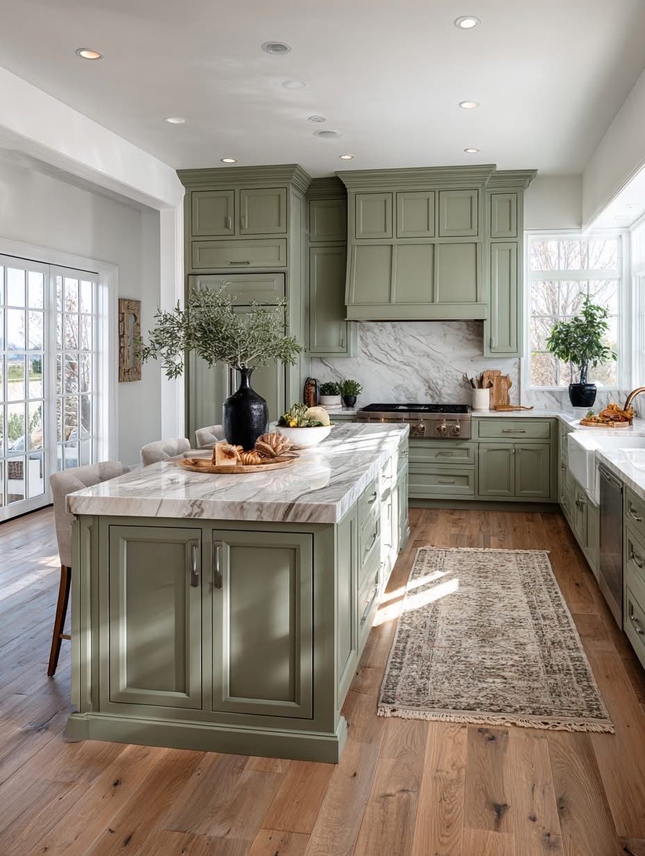Green Shaker Double Doors Wall Cabinet