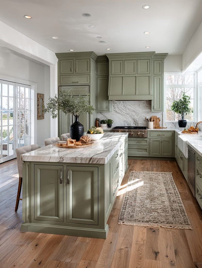 Green Shaker Double Doors Wall Cabinet
