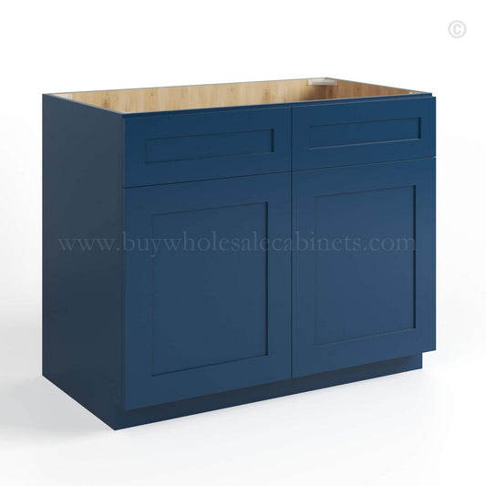 Navy Blue Shaker Sink Base Cabinet – 2 Doors &  2 False Drawer