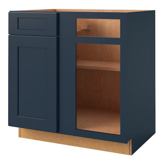 Navy Blue Shaker Blind Corner Base Cabinet (L/R interchangeable)