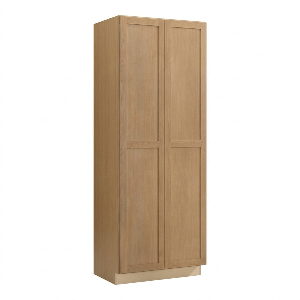 Slim Shaker Oak 24″D Two Double Door Utility Pantry Cabinet