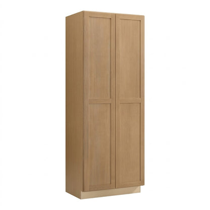 Slim Shaker Oak 24″D Two Double Door Utility Pantry Cabinet