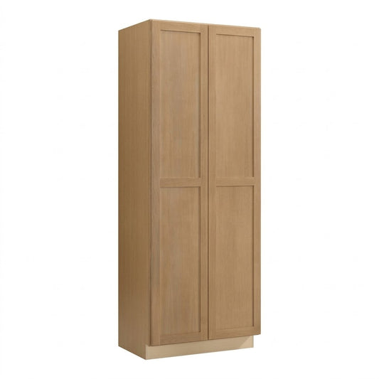 Slim Shaker Oak 24″D Two Double Door Utility Pantry Cabinet