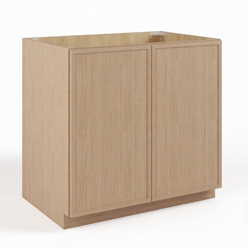 Natural Oak Shaker Base Cabinet Double Doors Full Height