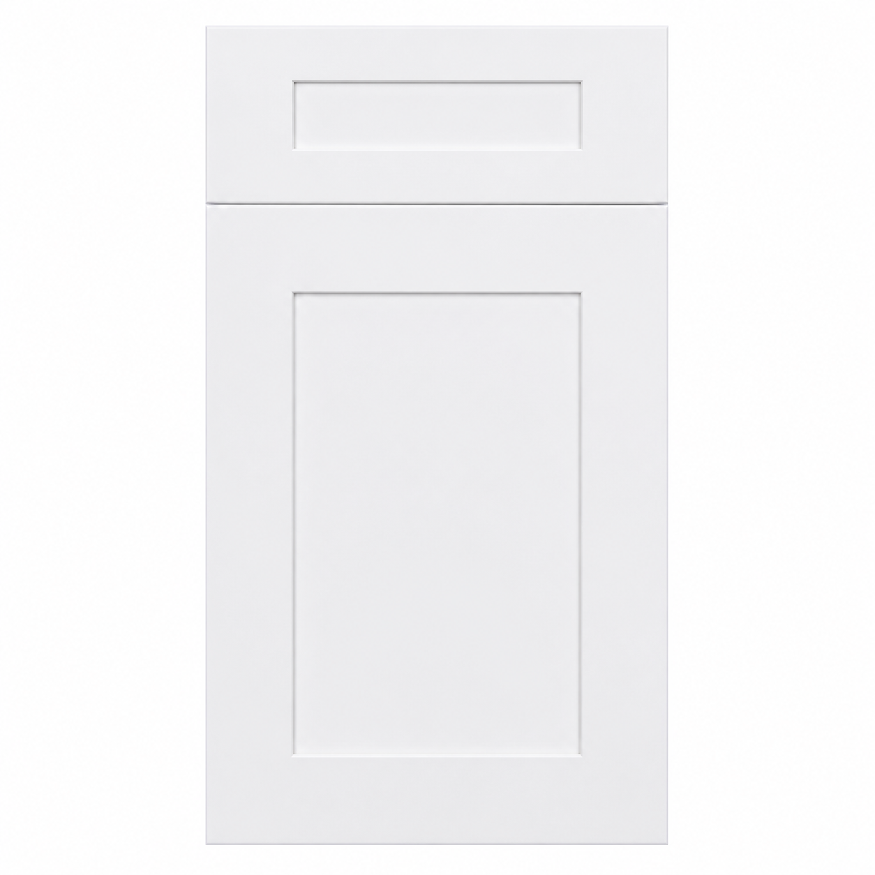 White cabinet door with a rectangular design on a white background ( USA Cabinets Outlet)