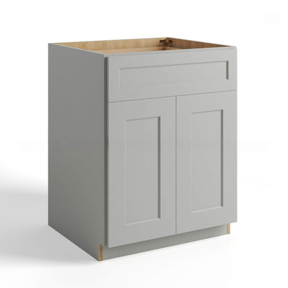 Gray Shaker 24"D Base Cabinet Double Doors and Single Drawer