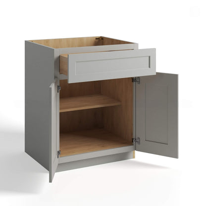 Gray Shaker 24"D Base Cabinet Double Doors and Single Drawer