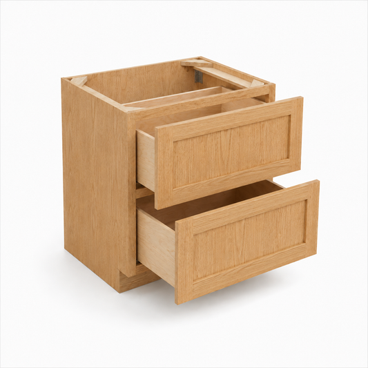 English Toffee Shaker 2 Drawer Base Cabinet