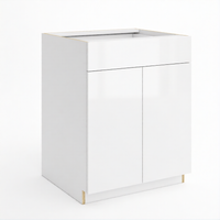 Frameless Gloss White Base Cabinet Double Door and Single Drawer