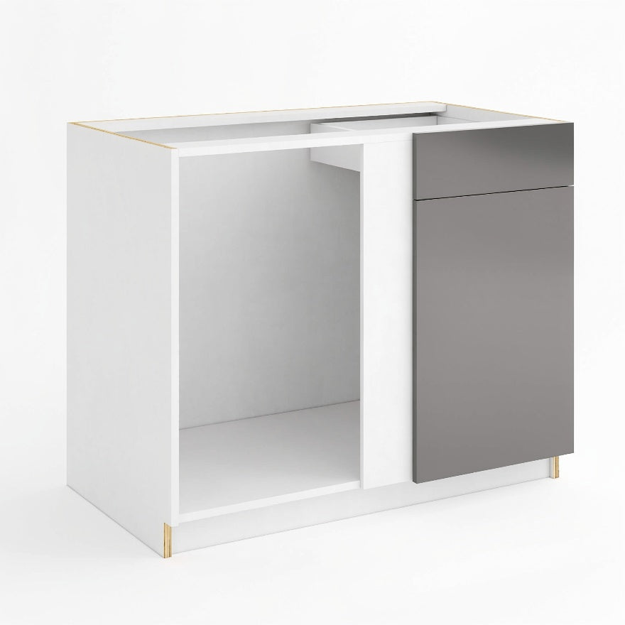 Frameless Gloss Gray Blind Corner Base Cabinet (Reversible Door)