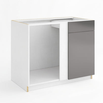 Frameless Gloss Gray Blind Corner Base Cabinet (Reversible Door)