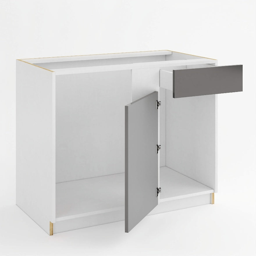 Frameless Gloss Gray Blind Corner Base Cabinet (Reversible Door)