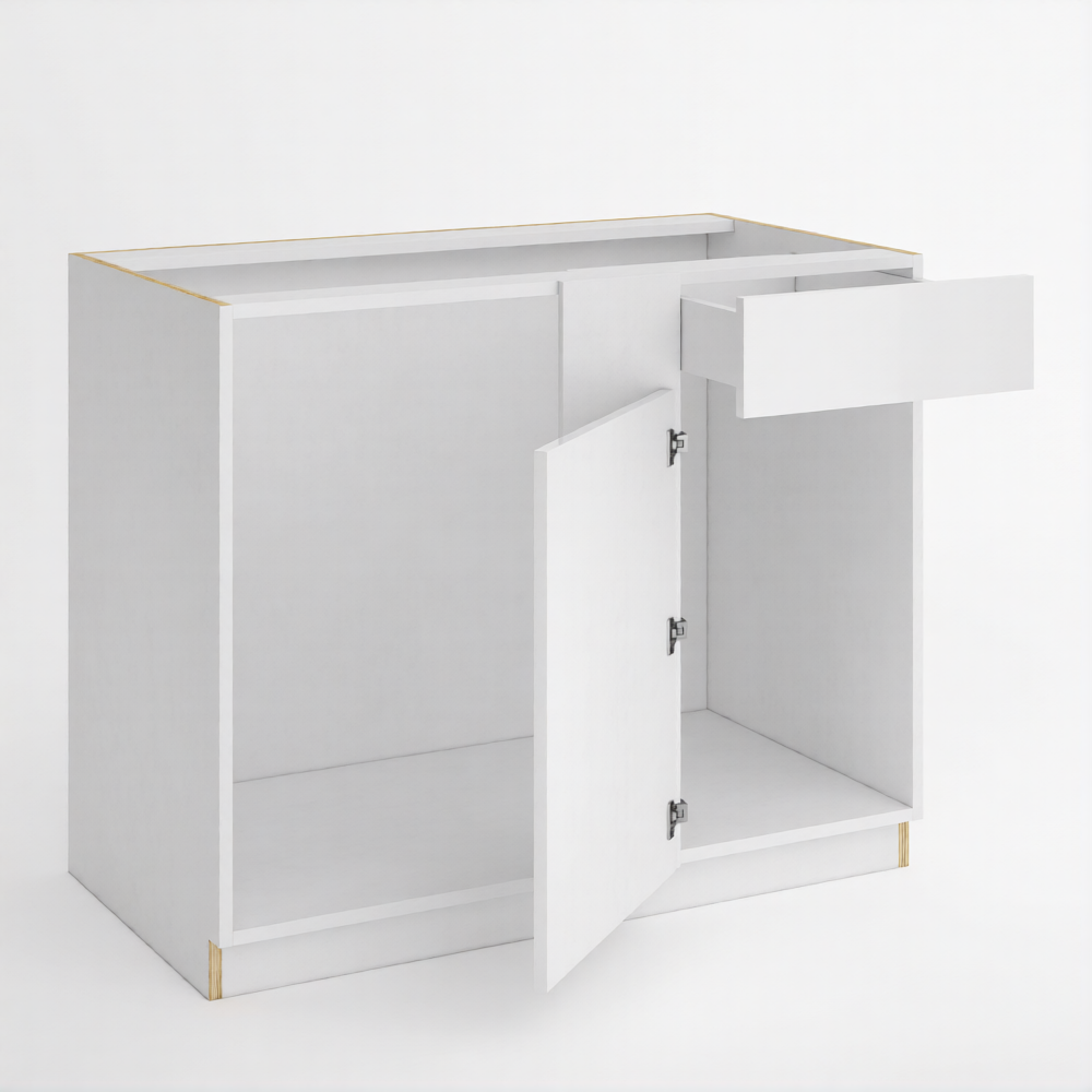 Frameless Gloss White Blind Corner Base Cabinet (Reversible Door)