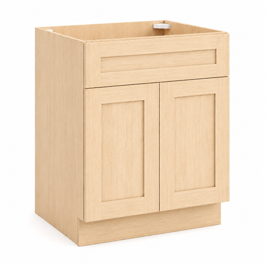 Unfinished Shaker 24"D Base Cabinet with Double Doors & Single Drawer