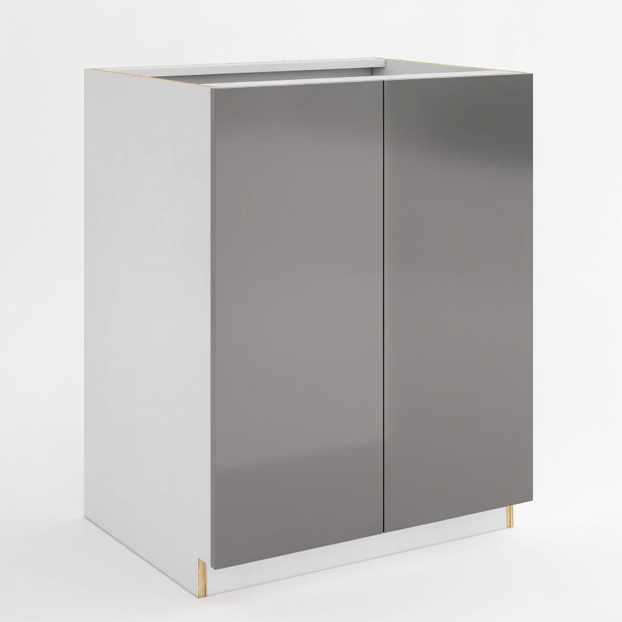 High Gloss Gray Full Height Double Door Base Cabinet
