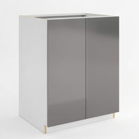High Gloss Gray Full Height Double Door Base Cabinet