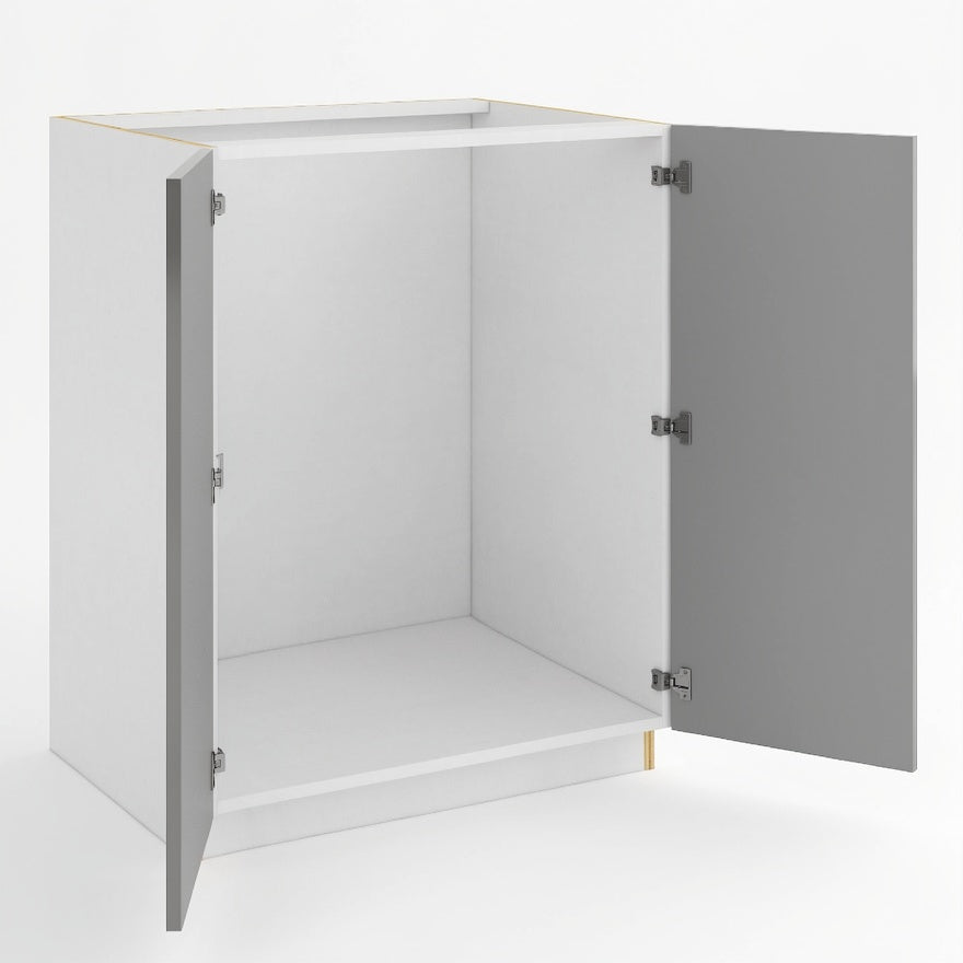 High Gloss Gray Full Height Double Door Base Cabinet