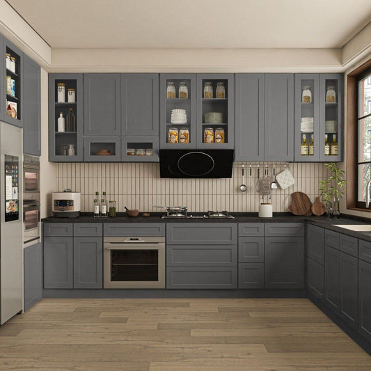 Frameless Gloss Gray 30″H Single Door Wall Cabinet