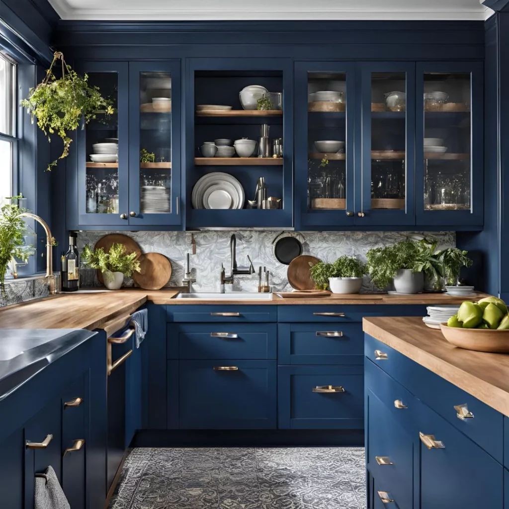 Navy Blue Shaker 24″ H Double Doors Wall Cabinet