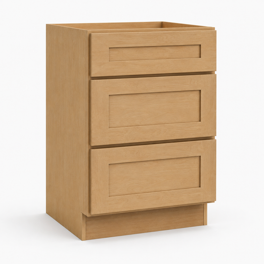 Unfinished Shaker Three Drawers Base Cabinet | Unfinished Kitchen Cabinet | USA Cabinets Outlet