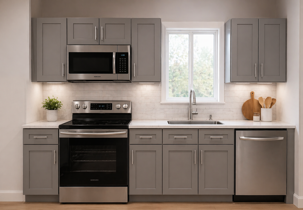 Gray Shaker RTA Kitchen Cabinets – 10 Ft. Kitchen Layout Package