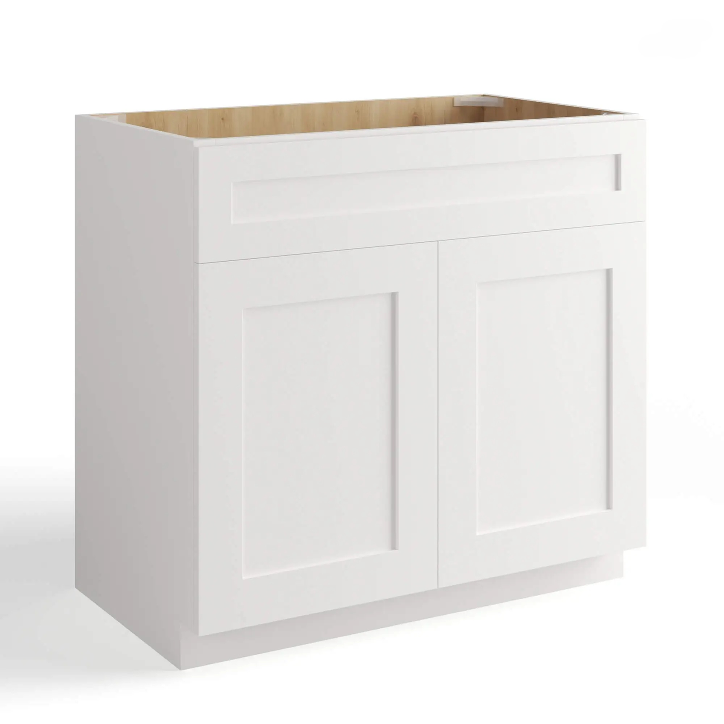 White Shaker Sink Base Cabinet – 2 Doors &  1 False Drawer