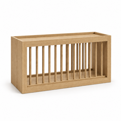 Slim Natural Oak Shaker Wall Plate Rack Cabinet - 30"W x 15"H x 12"D