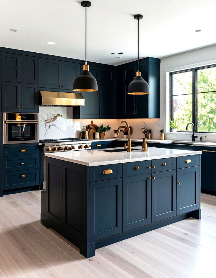 Navy Blue Shaker 18”W Utility Pantry Cabinet with 2 Doors