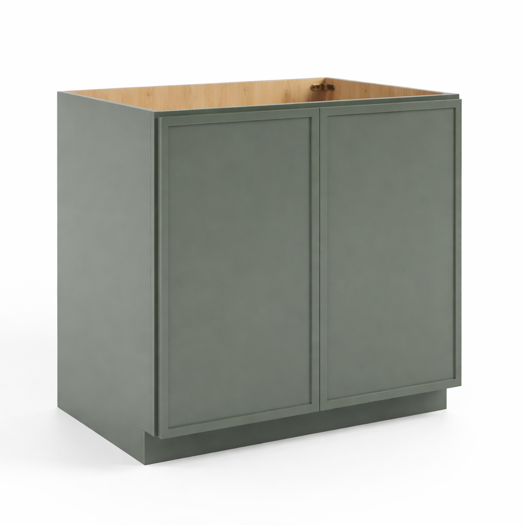 Green Shaker Base Cabinet Double Doors Full Height