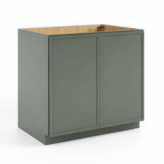 Green Shaker Base Cabinet Double Doors Full Height