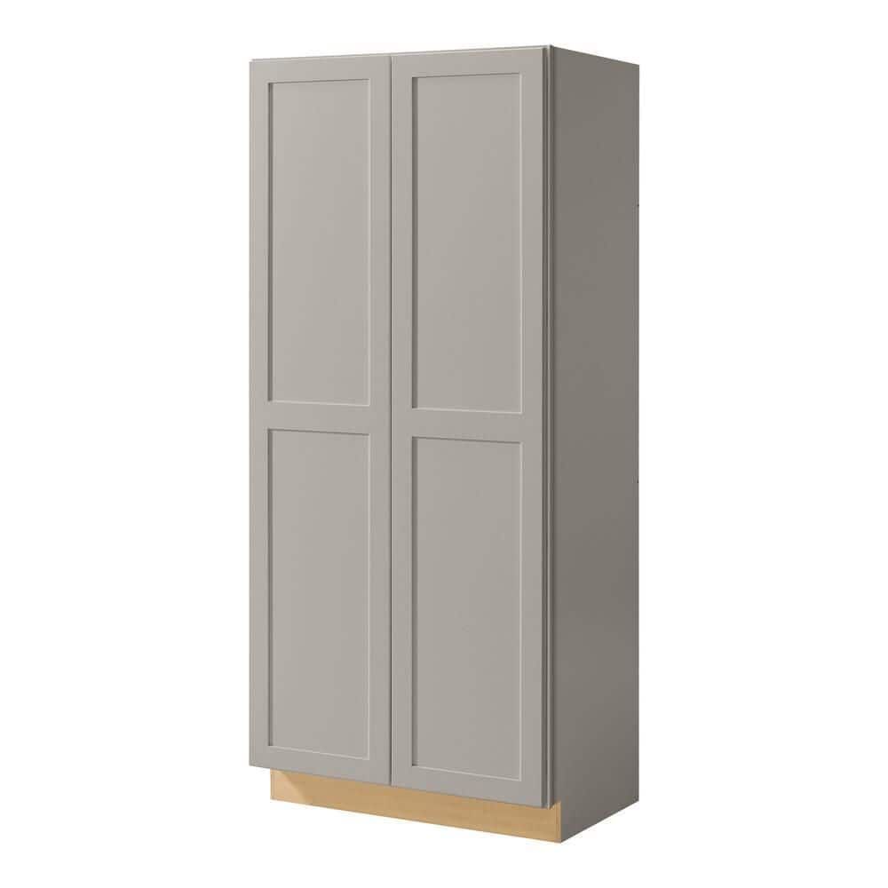 Gray Shaker 27"D Two Double Door Utility Pantry Cabinet