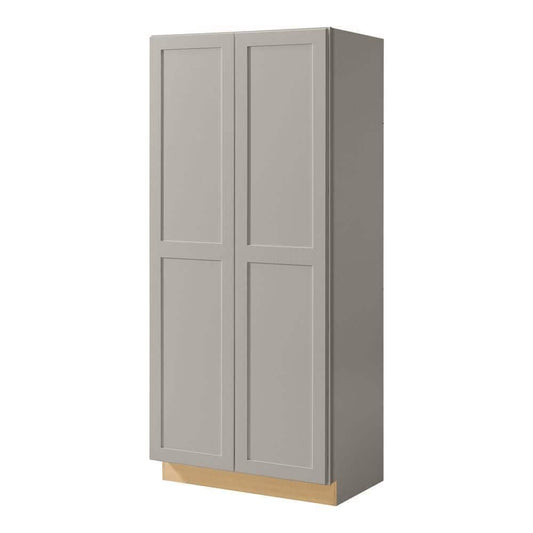 Gray Shaker 27"D Two Double Door Utility Pantry Cabinet