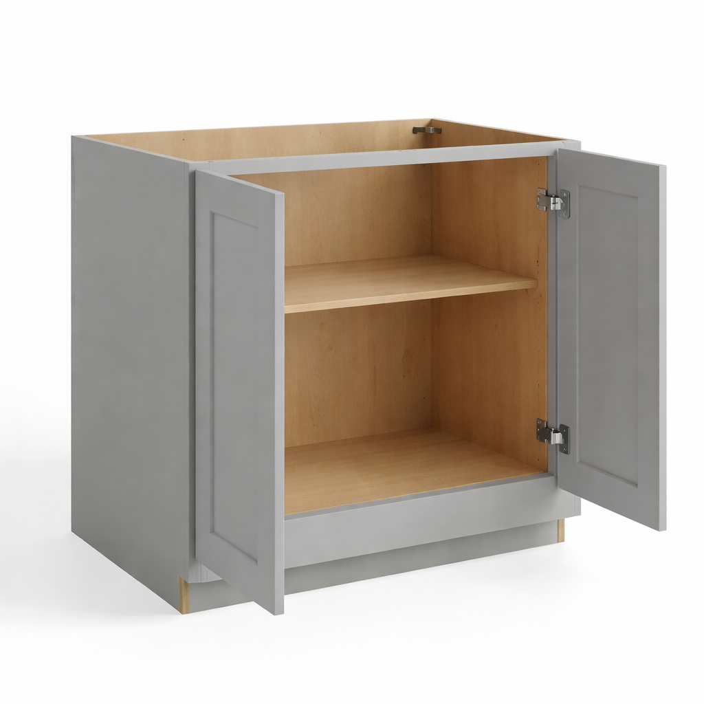 Gray Shaker Base Cabinet Double Doors Full Height
