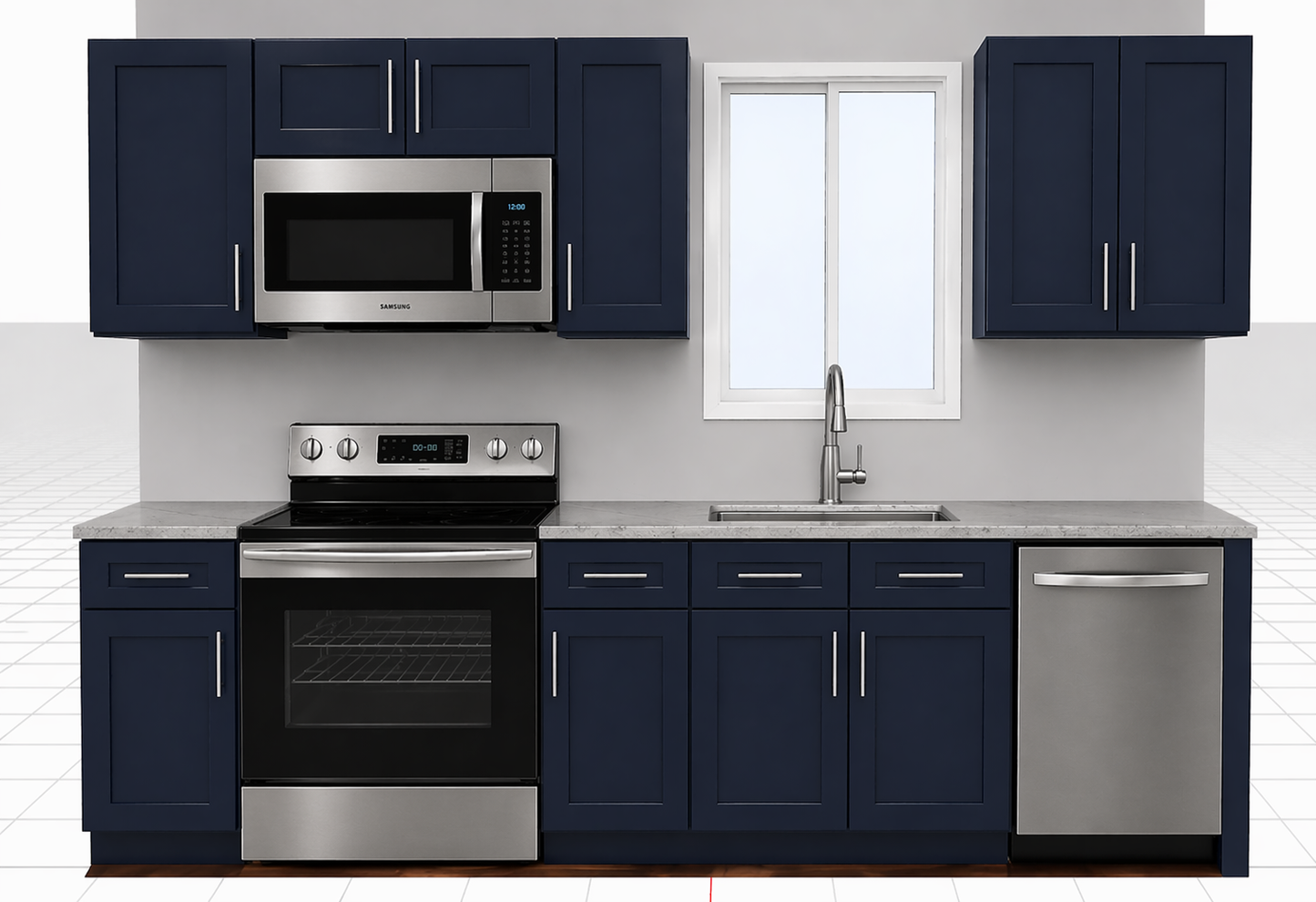 Shaker Navy Blue 24"D  Base Cabinet with 2 Doors & 2 Drawers