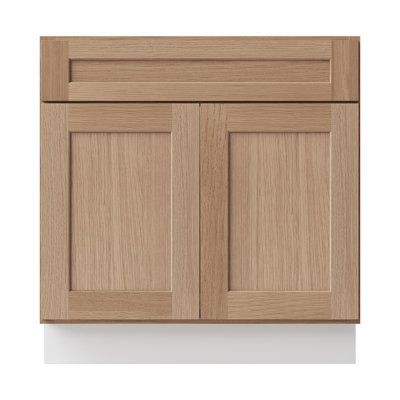 Shaker Natural Oak 24"D Base Cabinet with Double Doors & Single Drawer